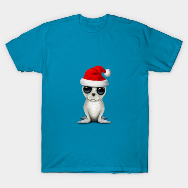 Baby Arctic Seal Wearing a Santa Hat T-Shirt by jeffbartels